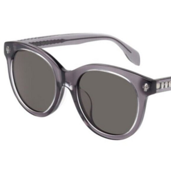 Alexander McQueen AM0024SA Smoke Gray Frame Green Lenses Sunglasses - Picture 1 of 12